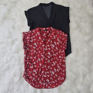 Pleione Red Floral and Black Patterned Women Tops (2)